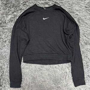 Nike Black Cropped Sweatshirt with White Swoosh